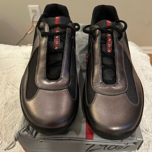 Prada All Black Sneakers (Calzature Uomo) in Size 12 - Like New